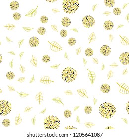 Light Green, Yellow vector seamless elegant wallpaper with leaves and flowers. Colorful illustration in doodle style with leaves, flowers. Hand painted design for web, wrapping.