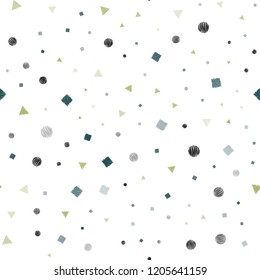 Light Green, Yellow vector seamless cover with polygonal style with circles. Abstract gradient illustration with circles, triangles, cubes. Pattern for trendy fabric, wallpapers.