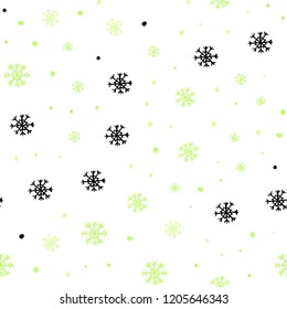 Light Green, Yellow vector seamless pattern with christmas snowflakes. Colorful snowflakes with gradient on abstract background. Pattern for design of fabric, wallpapers.