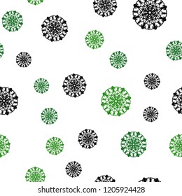 Light Green, Yellow vector seamless pattern with christmas snowflakes. Snow on blurred abstract background with gradient. Trendy design for wallpaper, fabric makers.