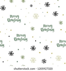Light Green, Yellow vector seamless cover with beautiful snowflakes. Glitter abstract illustration with crystals of ice. Trendy design for wallpaper, fabric makers.