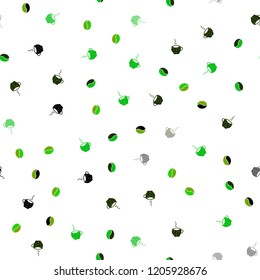 Light Green, Yellow vector seamless background with coffee, beans. Gradient abstract collection of coffee cups and beans. Pattern for menu of cafes and restaurants.