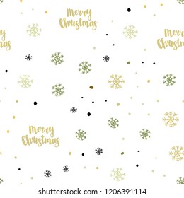 Light Green, Yellow vector seamless template with ice snowflakes. Modern geometrical abstract illustration with snowflakes. Design for textile, fabric, wallpapers.