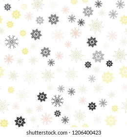Light Green, Yellow vector seamless template with ice snowflakes. Snow on blurred abstract background with gradient. Design for textile, fabric, wallpapers.