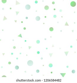Light Green, Yellow vector seamless pattern in polygonal style with circles. Modern abstract illustration with colorful dots, lines. Trendy design for wallpaper, fabric makers.