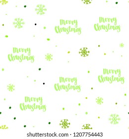 Light Green, Yellow vector seamless texture with colored snowflakes. Modern geometrical abstract illustration with snowflakes. Design for textile, fabric, wallpapers.