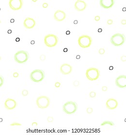 Light Green, Yellow vector seamless template with circles. Glitter abstract illustration with blurred drops of rain. Beautiful design for your business advert.