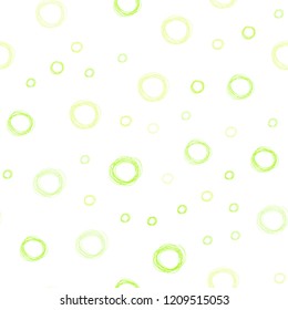 Light Green, Yellow vector seamless texture with disks. Beautiful colored illustration with blurred circles in nature style. Pattern can be used as texture of wallpapers.
