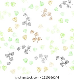 Light Green, Yellow vector seamless doodle texture with leaves. New colorful illustration in doodle style with leaves. Trendy design for wallpaper, fabric makers.