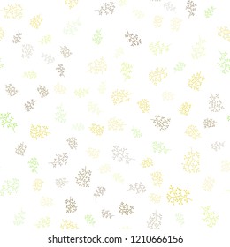Light Green, Yellow vector seamless doodle background with leaves, branches. Illustration with doodles on abstract template. Pattern for trendy fabric, wallpapers.