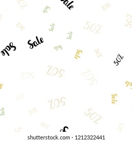 Light Green, Yellow vector seamless layout with discount of 50%. Shining colorful illustration with isolated selling prices. Design for business ads, commercials.