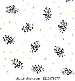 Light Green, Yellow vector seamless abstract design with leaves, branches. Shining colored illustration with leaves and branches. Design for wallpaper, fabric makers.