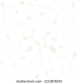 Light Green, Yellow vector seamless doodle pattern with leaves, branches. Colorful illustration in doodle style with leaves, branches. Pattern for design of fabric, wallpapers.