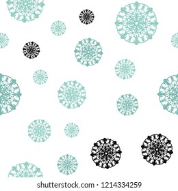 Light Green, Yellow vector seamless pattern with christmas snowflakes. Decorative shining illustration with snow on abstract template. Pattern for design of fabric, wallpapers.