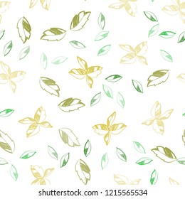 Light Green, Yellow vector seamless abstract design with leaves. Brand new colored illustration in blurry style with leaves. Pattern for trendy fabric, wallpapers.