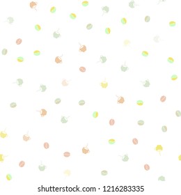 Light Green, Yellow vector seamless template with cups of coffee, beans. Glitter abstract backdrop with gradient mugs, coffee grains. Pattern for ad, booklets, leaflets of restaurants.