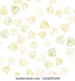 Light Green, Yellow vector seamless elegant template with leaves. An elegant bright illustration with leaves in Natural style. Template for business cards, websites.
