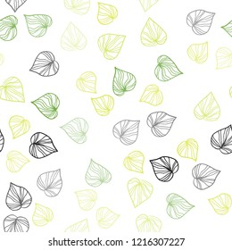 Light Green, Yellow vector seamless abstract backdrop with leaves. Blurred decorative design in Indian style with leaves. Trendy design for wallpaper, fabric makers.