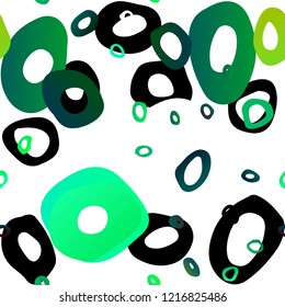 Light Green, Yellow vector seamless backdrop with dots, spots. Blurred bubbles on abstract backdrop with colorful gradient. Pattern for trendy fabric, wallpapers.