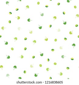 Light Green, Yellow vector seamless texture with coffee beans, mugs. Gradient illustration with coffee beans, tea cups. Pattern for ad, booklets, leaflets of restaurants.