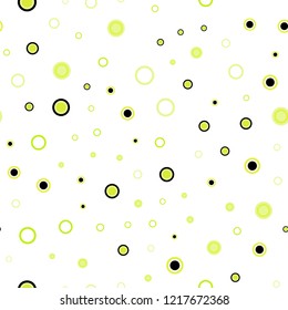 Light Green, Yellow vector seamless layout with circle shapes. Modern abstract illustration with colorful water drops. Pattern for design of fabric, wallpapers.