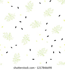 Light Green, Yellow vector seamless doodle layout with leaves, branches. Illustration with doodles on abstract template. Template for business cards, websites.