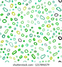 Light Green, Yellow vector seamless texture with disks. Abstract illustration with colored bubbles in nature style. Pattern for design of window blinds, curtains.