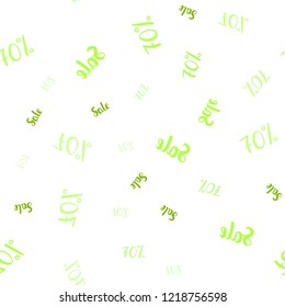 Light Green, Yellow vector seamless template with 70% selling. Colorful set of  percentage signs in simple style. Backdrop for ads, leaflets of Black Friday.