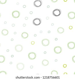 Light Green, Yellow vector seamless template with circles. Blurred decorative design in abstract style with bubbles. Pattern can be used for ads, leaflets.