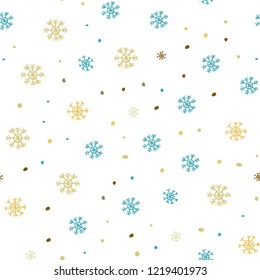 Light Green, Yellow vector seamless template with ice snowflakes. Glitter abstract illustration with crystals of ice. Pattern for trendy fabric, wallpapers.