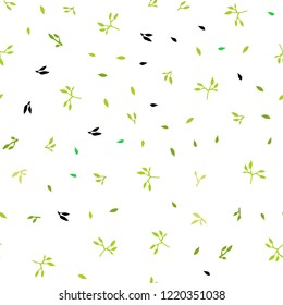 Light Green, Yellow vector seamless elegant pattern with leaves. Doodle illustration of leaves in Origami style with gradient. Template for business cards, websites.