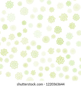 Light Green, Yellow vector seamless layout with bright snowflakes. Snow on blurred abstract background with gradient. Trendy design for wallpaper, fabric makers.