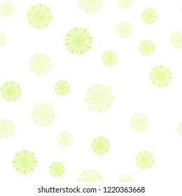Light Green, Yellow vector seamless layout with bright snowflakes. Glitter abstract illustration with crystals of ice. Trendy design for wallpaper, fabric makers.