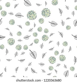 Light Green, Yellow vector seamless elegant pattern with leaves, flowers. Doodle with leaves, flowers in Origami style. Design for textile, fabric, wallpapers.