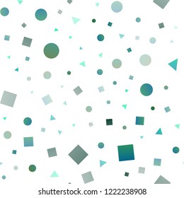 Light Green, Yellow vector seamless backdrop with lines, circles, rhombus. Abstract illustration with colorful dots, lines, cubes. Design for textile, fabric, wallpapers.