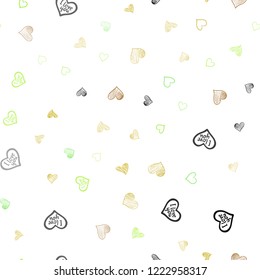 Light Green, Yellow vector seamless layout with sweet hearts. Beautiful colored illustration with hearts in celebration style. Pattern for marriage gifts, congratulations.
