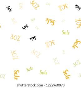 Light Green, Yellow vector seamless texture with selling prices 30 %. Shining colorful illustration with isolated selling prices. Design for business ads, commercials.