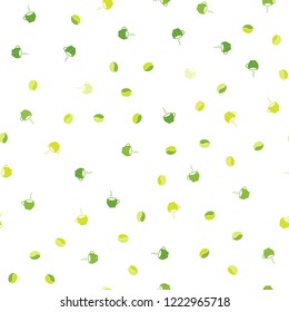 Light Green, Yellow vector seamless template with cups of coffee, beans. Gradient illustration with set of mugs, beans. Pattern for menu of cafes and restaurants.