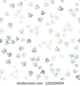 Light Green, Yellow vector seamless doodle pattern with leaves. Decorative illustration with doodles on abstract template. Design for textile, fabric, wallpapers.