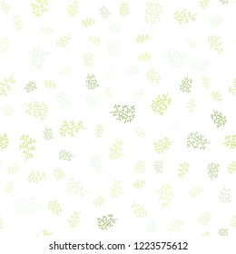 Light Green, Yellow vector seamless natural pattern with leaves, branches. Creative illustration in blurred style with leaves, branches. Template for business cards, websites.