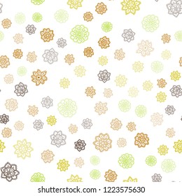 Light Green, Yellow vector seamless texture with colored snowflakes. Shining colored illustration with snow in christmas style. Design for textile, fabric, wallpapers.