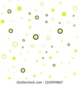 Light Green, Yellow vector seamless texture with disks. Blurred bubbles on abstract background with colorful gradient. Pattern for design of fabric, wallpapers.