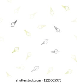 Light Green, Yellow vector seamless pattern with cold ice-cream. Beautiful colorful illustration with ice-cream cones. Pattern for menu of cafes and restaurants.