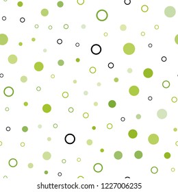 Light Green, Yellow vector seamless backdrop with dots. Modern abstract illustration with colorful water drops. Template for business cards, websites.