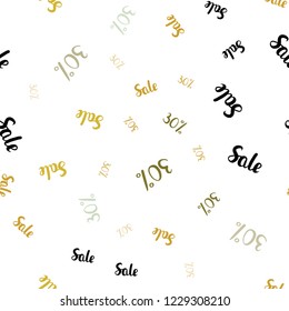 Light Green, Yellow vector seamless pattern with 30 percentage signs. Gradient illustration with discount signs on white backdrop. Backdrop for super sales on Black Friday.