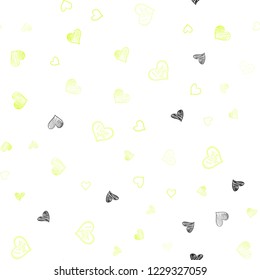 Light Green, Yellow vector seamless texture with lovely hearts. Illustration with hearts in love concept for valentine's day. Beautiful design for your business advert of anniversary.