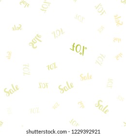 Light Green, Yellow vector seamless pattern with 70 percentage signs. Abstract illustration with colorful gradient symbols of sales. Backdrop for ads, leaflets of Black Friday.