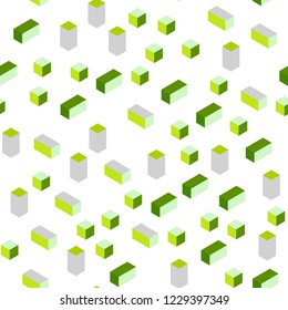 Light Green, Yellow vector seamless, isometric template with rhombus. Glitter abstract illustration with rectangular shapes. Pattern for design of fabric, wallpapers.