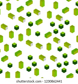 Light Green, Yellow vector seamless, isometric backdrop with rhombus. Modern abstract illustration with colorful rectangles. Texture for window blinds, curtains.