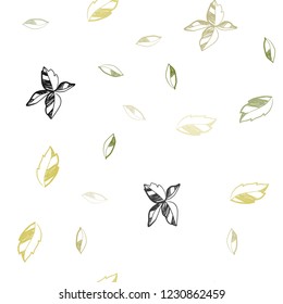 Light Green, Yellow vector seamless doodle pattern with leaves. Modern geometrical abstract illustration with leaves. Pattern for design of window blinds, curtains.